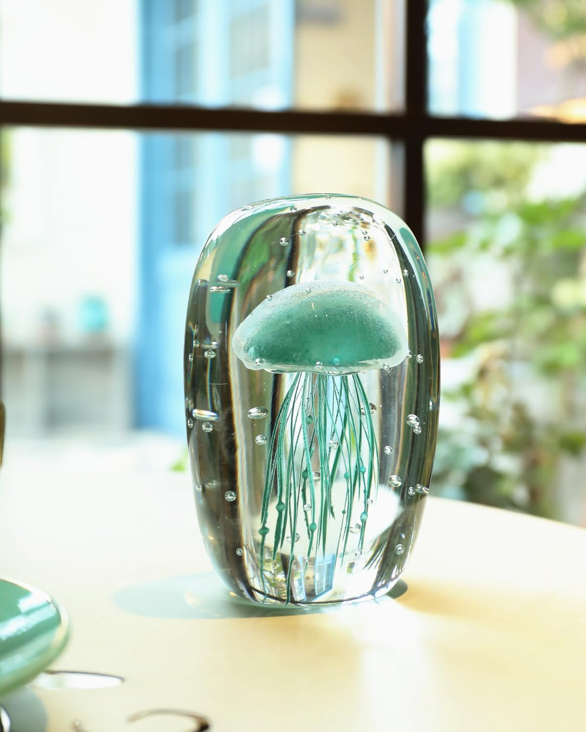 Bdor Glass Jellyfish Figurine, Hand Blown Art, Glow in The Dark Paperweight, Sea Ornament, Home D... | Amazon (US)