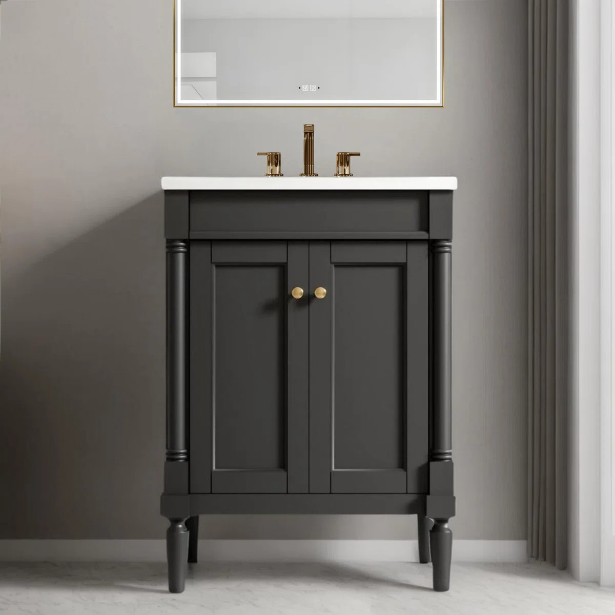 24'' Modern Bathroom Vanity With Top Sink ,large Storage Shelves | Wayfair North America