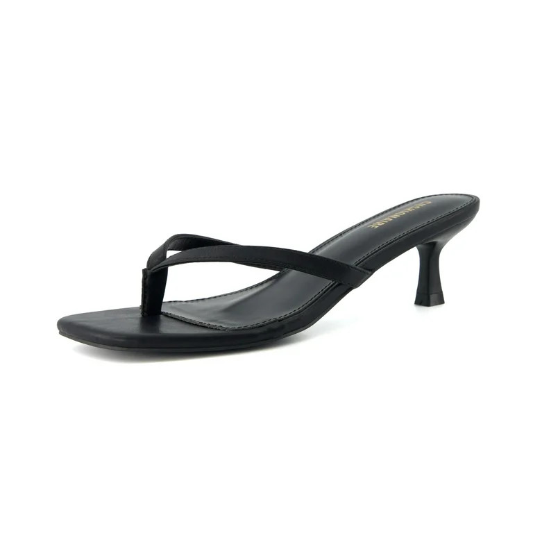 Cushionaire Women's Miami Kitten Heel Thong Sandals +Memory Foam | Walmart (US)