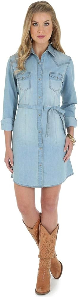 Wrangler Women's Long-Sleeve Denim Shirtdress | Amazon (US)