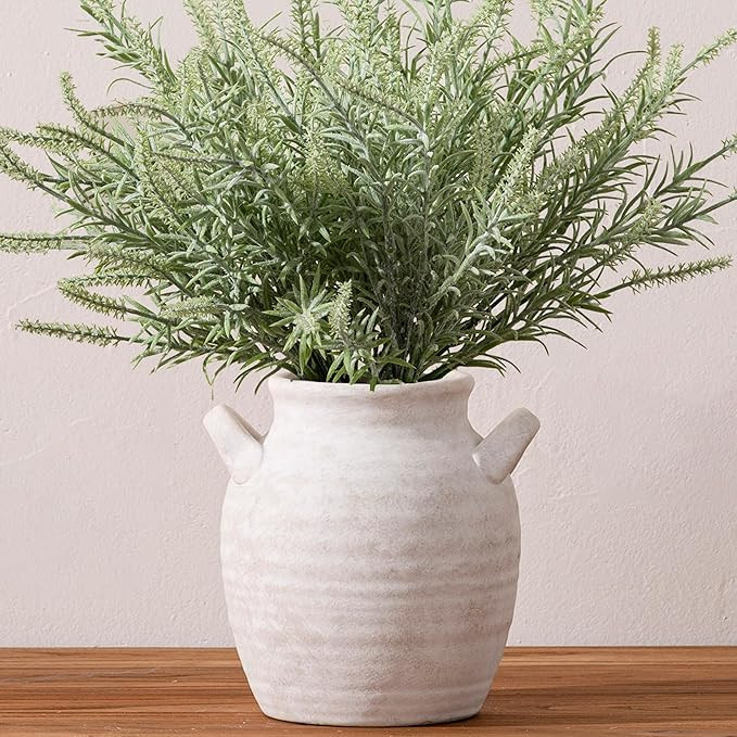 Ceramic Flower Vase Home Decor - Farmhouse Table Vases with Handle Living Room Decoration Vintage... | Amazon (US)