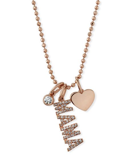EF Collection 14k Rose Gold Diamond MAMA & Charm Necklace | Bergdorf Goodman