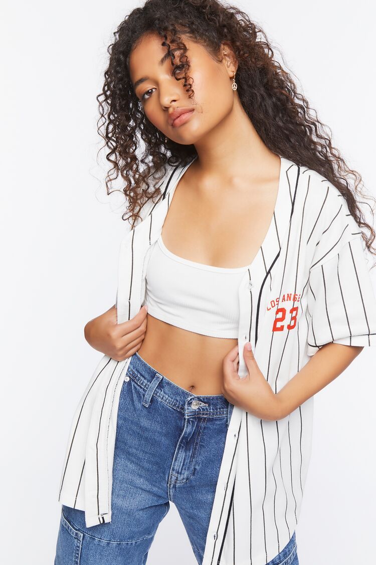 Los Angeles Pinstriped Baseball Jersey | Forever 21 | Forever 21 (US)