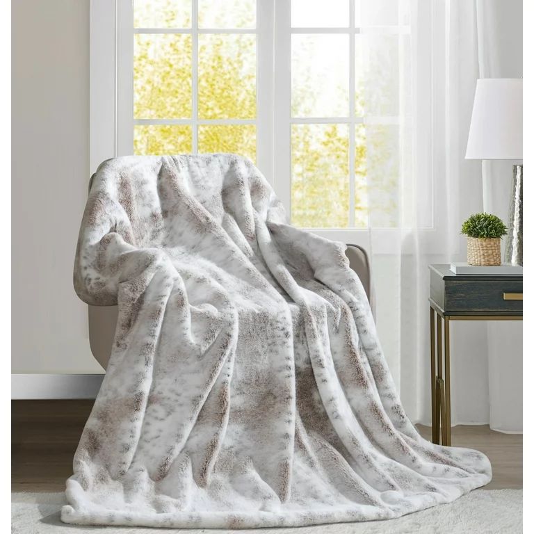 Better Homes & Gardens Polyester Faux Fur Reverse to Mink Throw, Snow Leopard, 50" x 60" | Walmart (US)