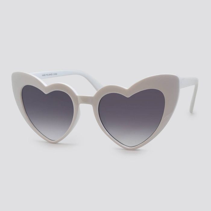 Women's Heart Shaped Plastic Silhouette Sunglasses - Wild Fable™ White | Target