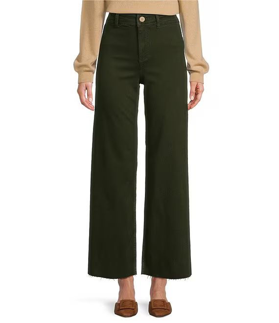 Alexandra Twill High Rise Wide Leg Raw Hem Cropped Chino Pants | Dillard's