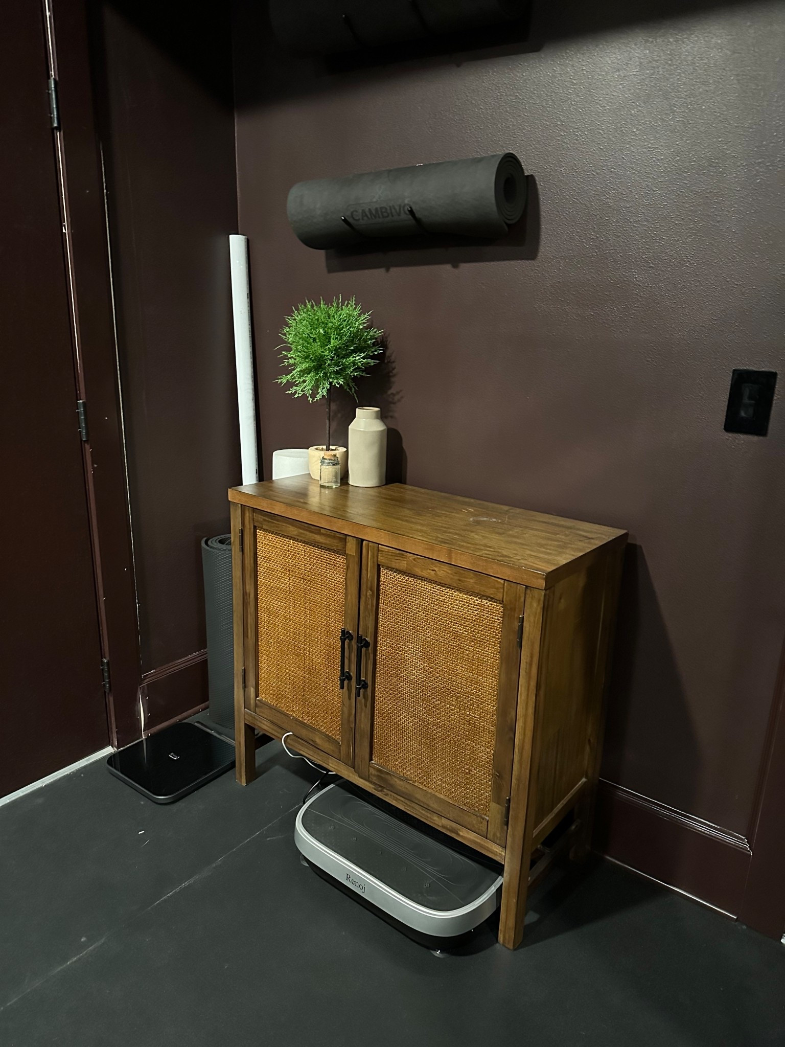 My little wellness storage corner 👏🏼 vibration plate, red light mask, all my little workout props  

Yoga mat rack Hume scale healthy living 

#LTKmorningroutine #LTKselfcare #LTKfitnessgoals