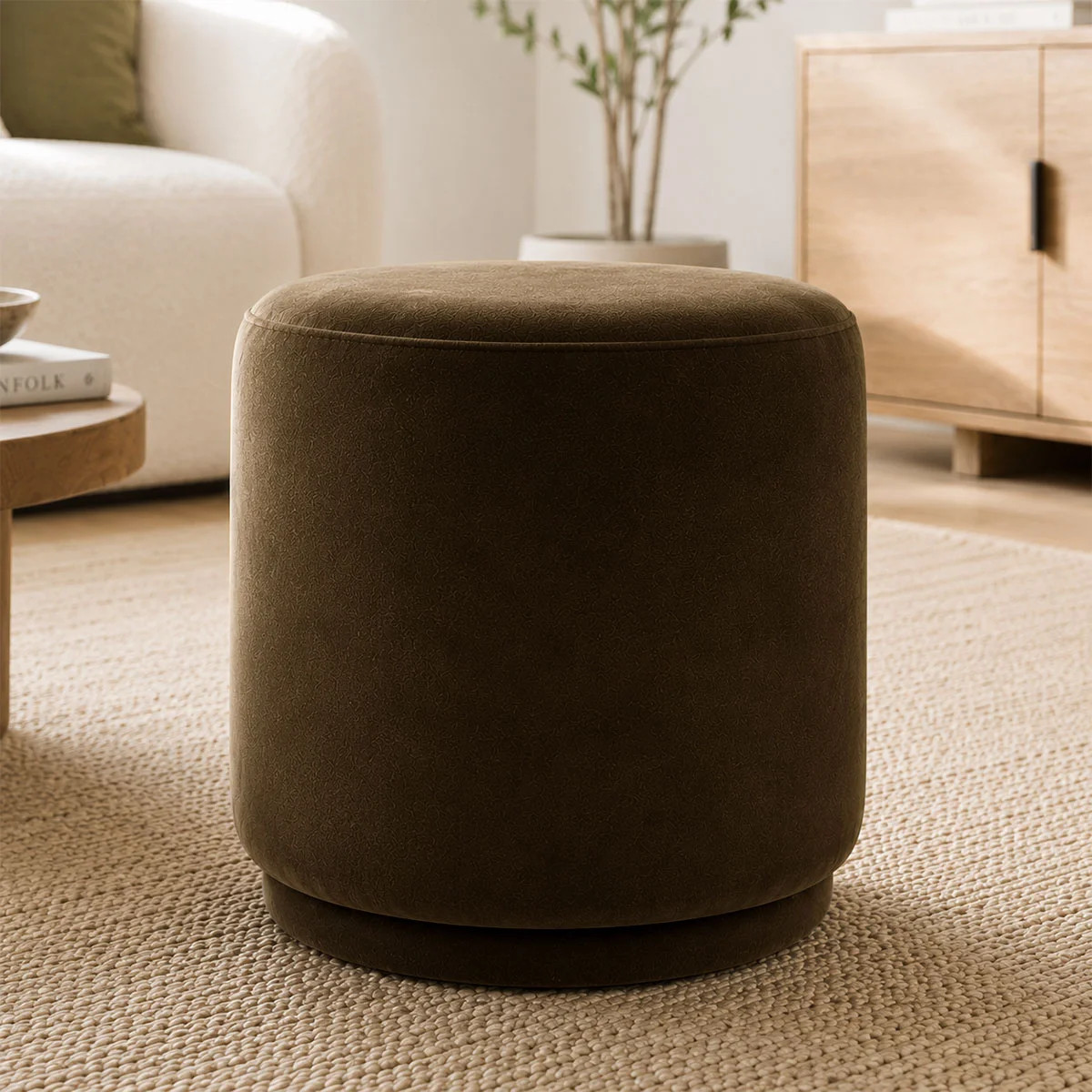 18.5" Velvet Round Swivel Ottoman | Wayfair North America