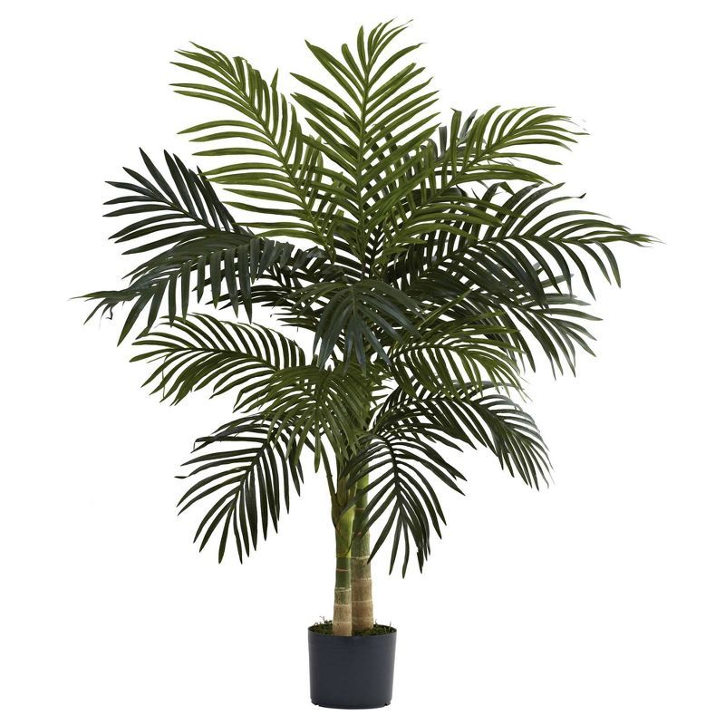 48" Artificial Cane Palm Tree in Pot Black Gold - Nearly Natural | Target