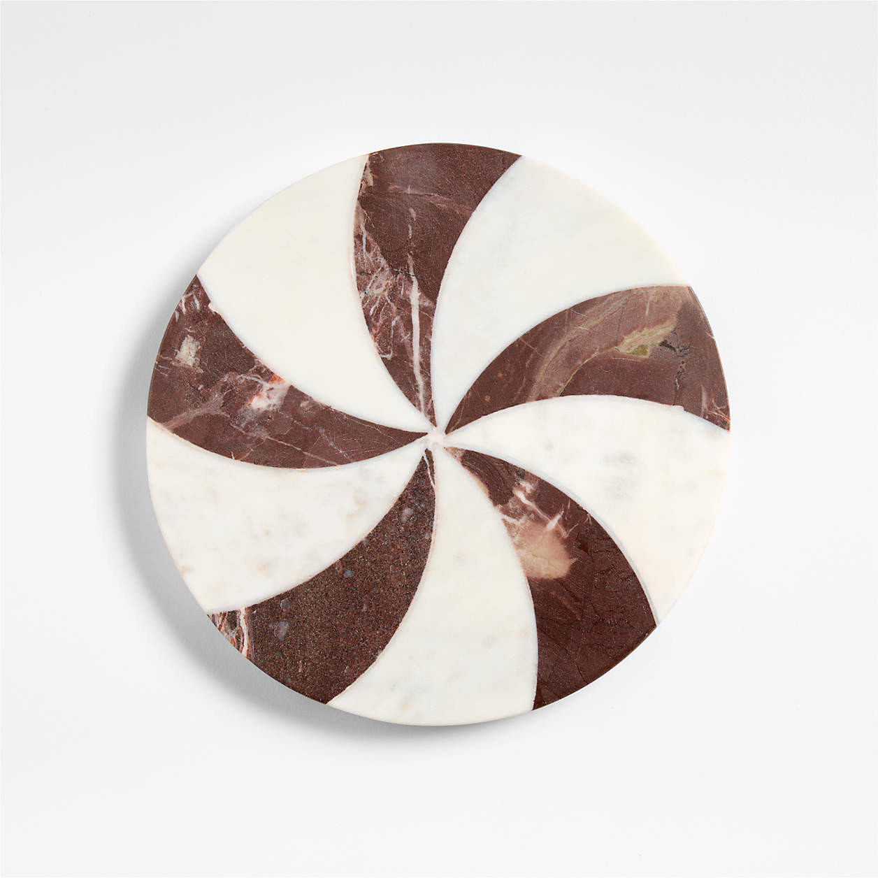 Red and White Marble Peppermint Trivet | Crate & Barrel | Crate & Barrel