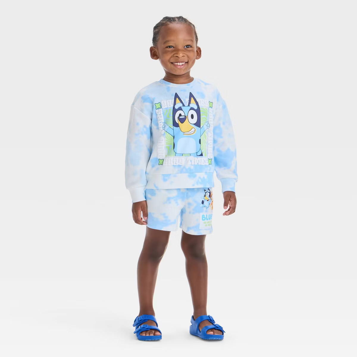 Toddler 2pc Bluey Good Vibes Pullover Top & Shorts Set - Blue | Target