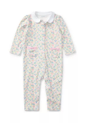 Baby Girls Floral Print Cotton Coverall | Belk