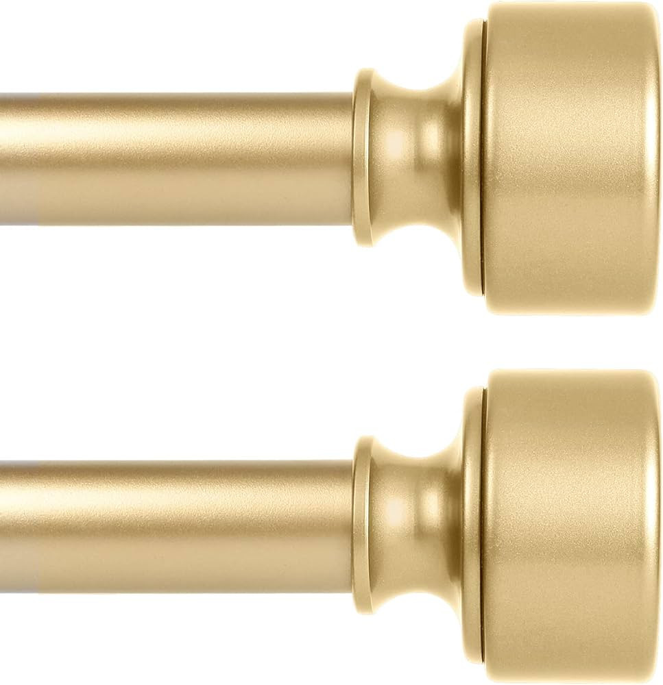 2 Pack Gold Curtain Rods for Windows 28 to 48 Inch(2.3-4ft),Noble Metal End Cap Curtain Rods,1”... | Amazon (US)