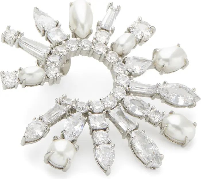 imitation pearl & crystal statement hoop earrings | Nordstrom