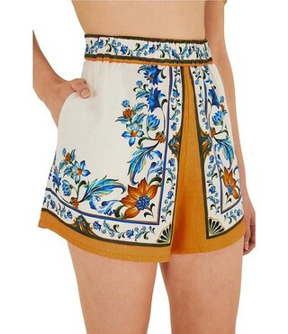 Farm Rio Flora Tile Off White Print Shorts | Dillard's | Dillard's