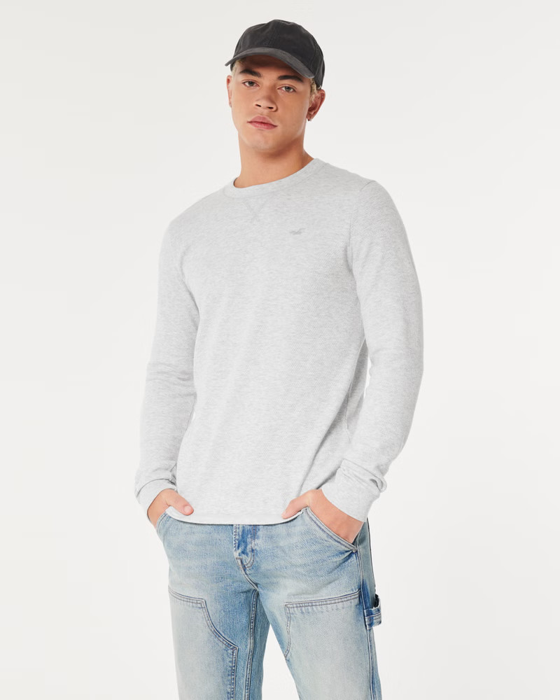 Long-Sleeve Icon Waffle Crew T-Shirt | Hollister (US)