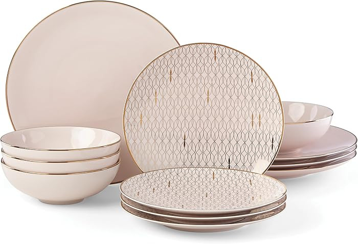 Lenox Trianna Blush Porcelain 12-Piece Dinnerware Set for 4 | Amazon (US)