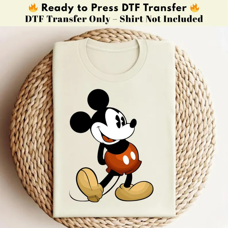 Classic Mickey Mouse DTF Transfer, Vintage Disney Ready to Press, Retro Mickey Heat Transfer for ... | Etsy (Global)