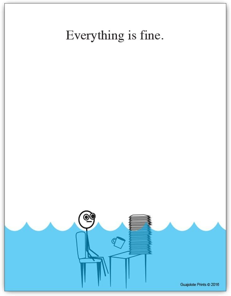 Everything is Fine Paper Pad - 4 x 5.25 inch, 50 sheets - Funny Office Desk Gag Gift for Boss, Co... | Amazon (US)