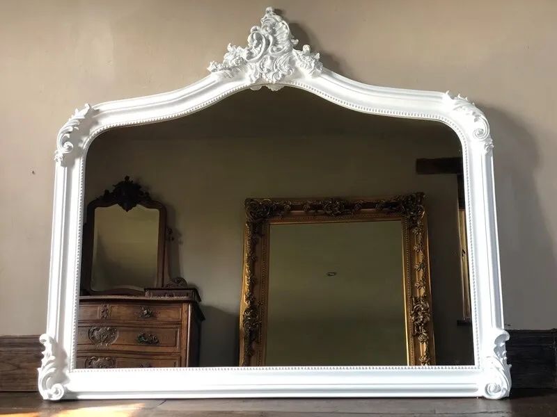 Matt White French Shabby Chic Swept Ornate Period Over Mantle Arch Wall Mirror | eBay UK