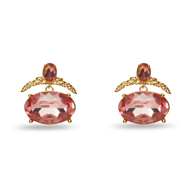 ROSE BLUSH GILTWOOD DROP CRYSTAL EARRINGS | LELE SADOUGHI