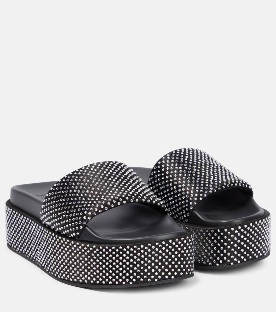 Embellished satin platform slides | Mytheresa (US/CA)