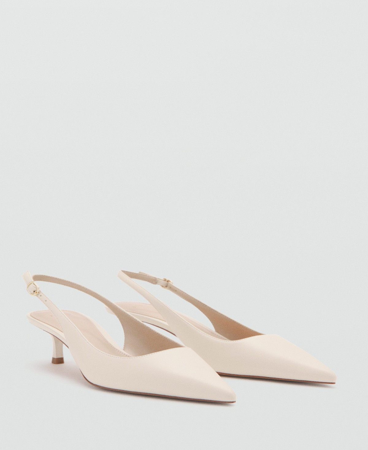 Mango Women's Kitten-Heel Pointed Shoes - Ecru | Macy's