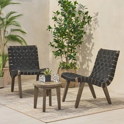 Outdoor 3-piece wood patio seating set with cushions for garden, porch, or balcony - stylish and comfortable | Wayfair North America