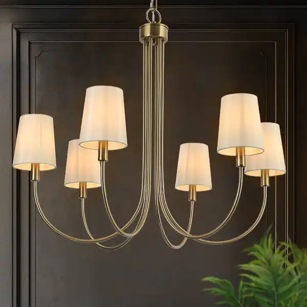 Mid-Century Modern Gold 6-Light French Chandelier Fabric Pendant Lights for Dining Room | Bed Bath & Beyond