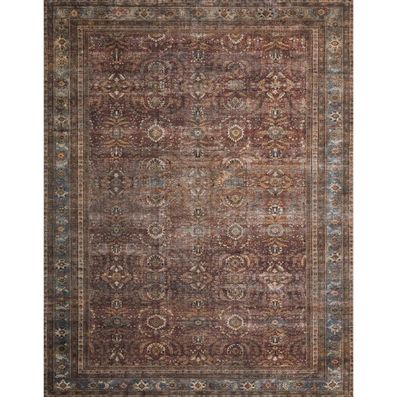 Gertrudes Oriental Brick/Blue Area Rug | Wayfair North America