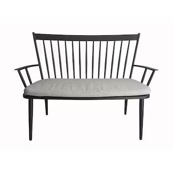 Style Selections Patio Beach 46.6-in W x 37-in H Black Aluminum Traditional Bench | Lowe's