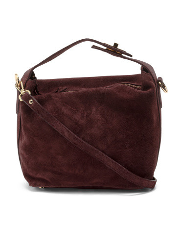 Made In Italy Suede Folded Handle Crossbody | TJ Maxx