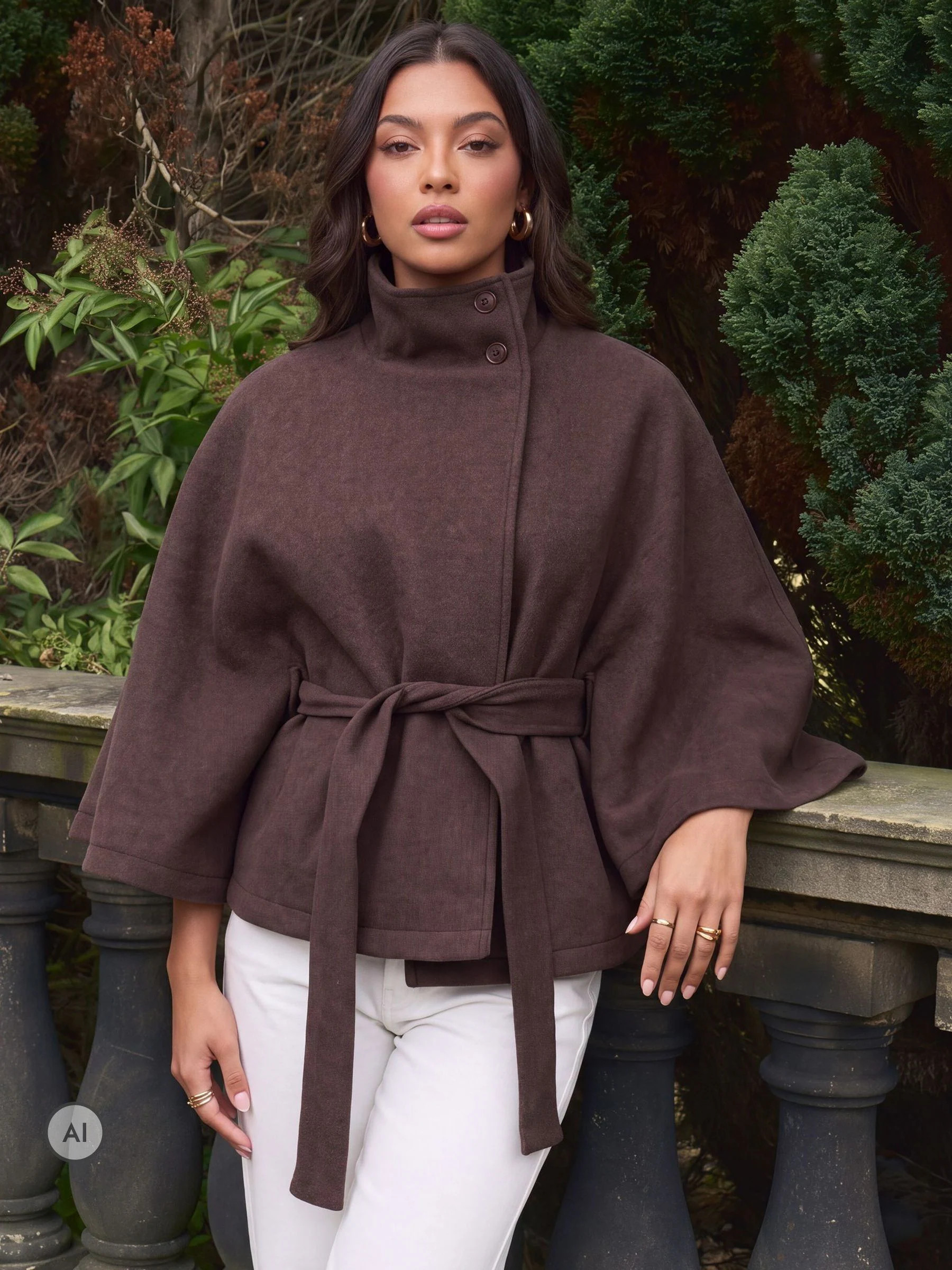 Threadbare Threadbare Brown Faux Wool Cape Coat | Next US