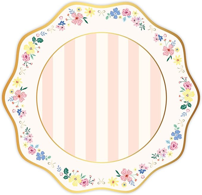 Bonjour Fête Multicolor Elegant Floral Paper Party Dinner Plates | Large Disposable Plates for S... | Amazon (US)