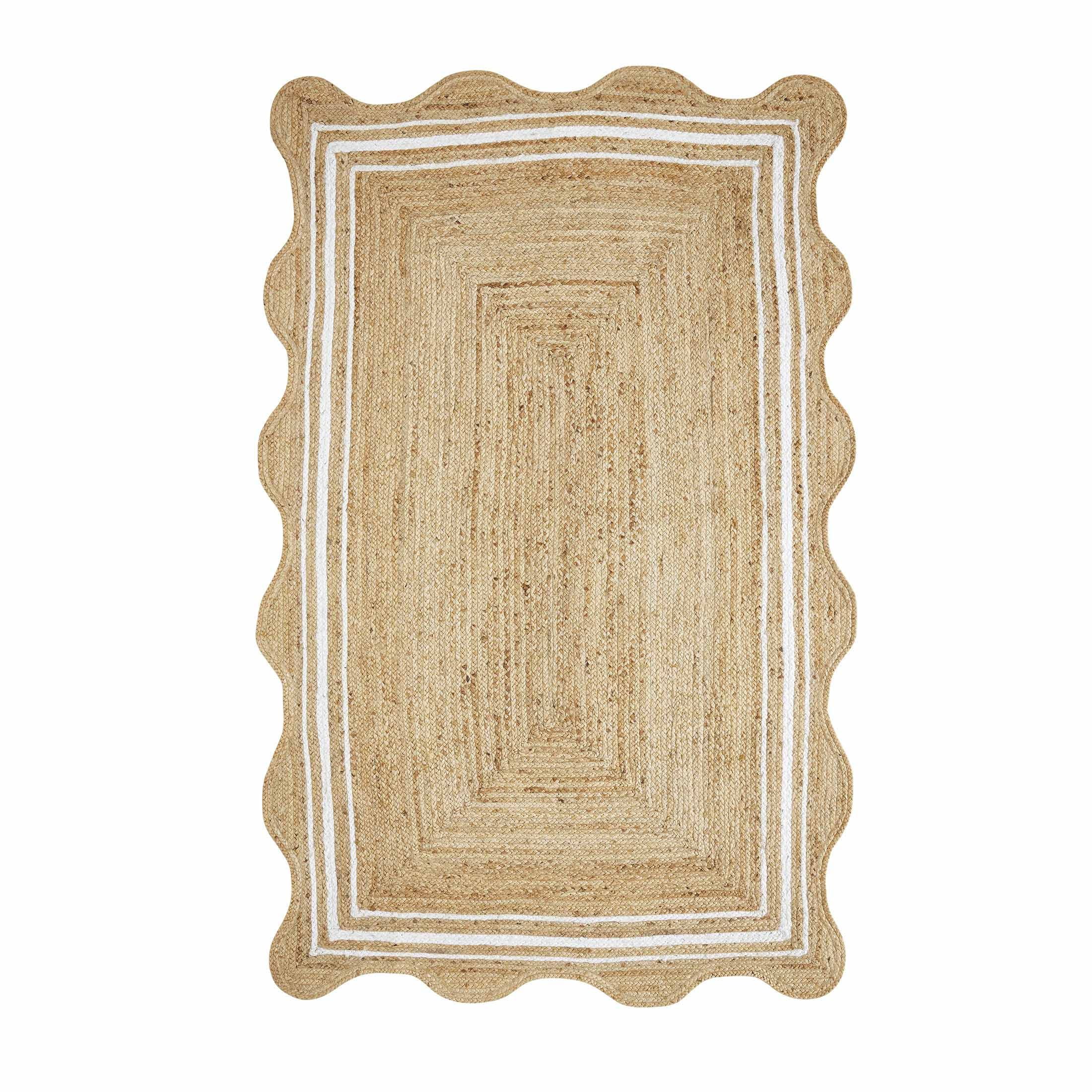 My Texas House Natural/White Scallop Jute with Border Area Rug, 5' x 8' | Walmart (US)