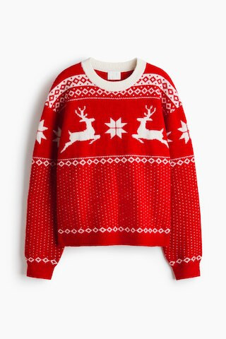 H & M - Oversized Pullover in Jacquardstrick - Rot - Damen | H&M (DE, AT, CH, NL, FI)