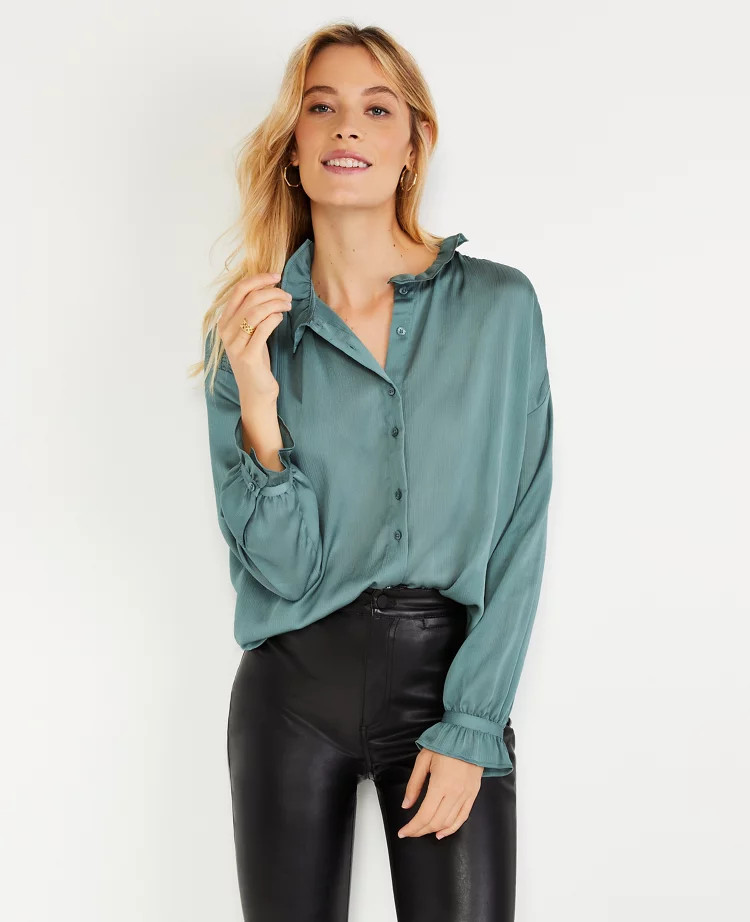 Ruffle Button Down Blouse | Ann Taylor (US)