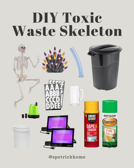 In case you want to make you own skeleton drinking toxic waste, here are all the materials! 

#falldecor #frontyard #halloweendecor #spooky #trickortreat

#LTKhome #LTKHalloween #LTKSeasonal