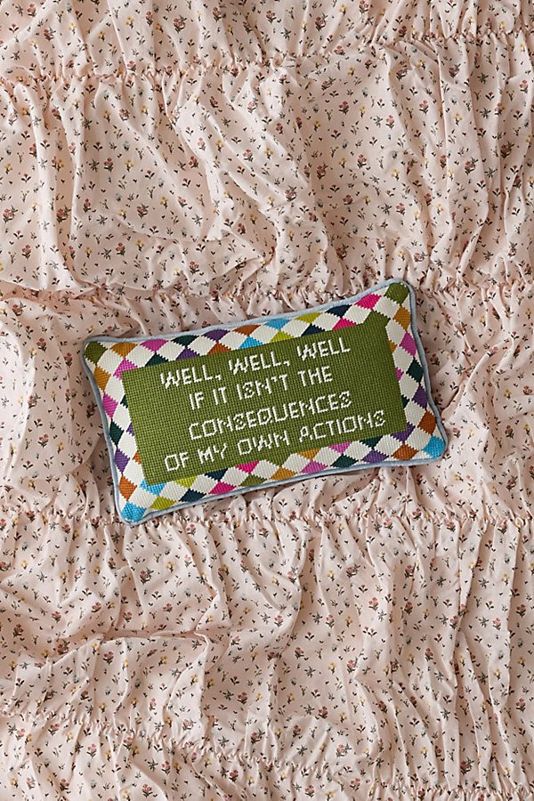 Needlepoint Throw Pillow By Furbish in Well Well Well at Urban Outfitters | Urban Outfitters (US and RoW)