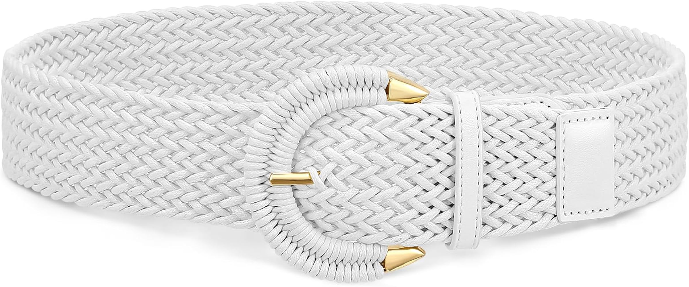 SANSTHS Women Braided Rattan Wide Belt Woven Waist Belt With Half-Circle Buckle for Summer Dress ... | Amazon (US)