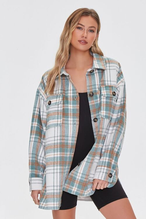 Plaid Button-Front Shacket | Forever 21 (US)