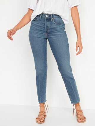 High-Waisted Button-Fly O.G. Straight Cut-Off Jeans for Women | Old Navy (CA)