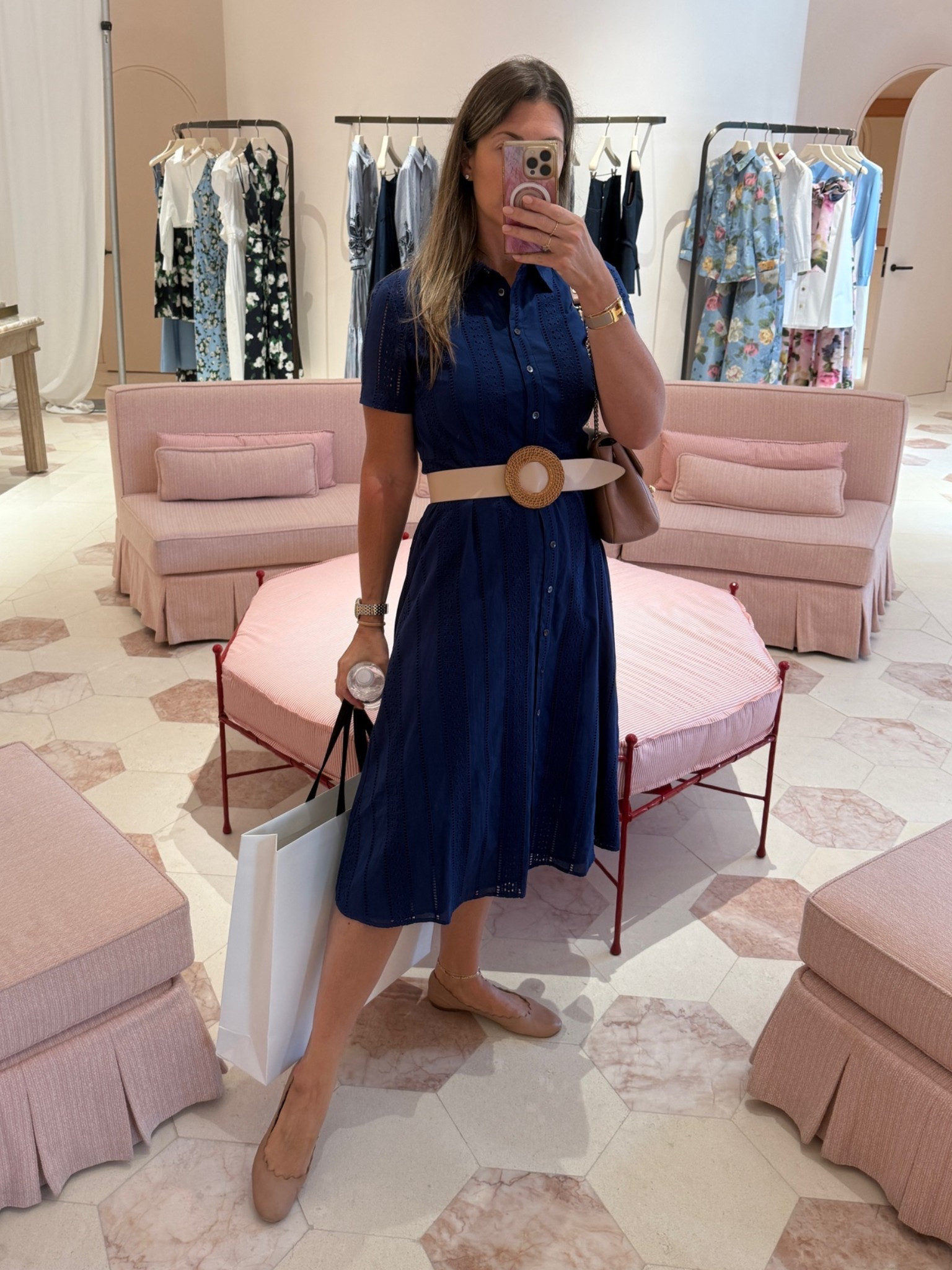 When I want to look polished and professional in the heat I opt for a midi dress with a collar and short sleeve. It never fails me. This navy option is nearly sold out but also comes in white and is now 50% off. I also linked some similar navy options. 

Dress runs TTS. Wearing a size 4

#LTKOver40 #LTKSaleAlert #LTKWorkwear