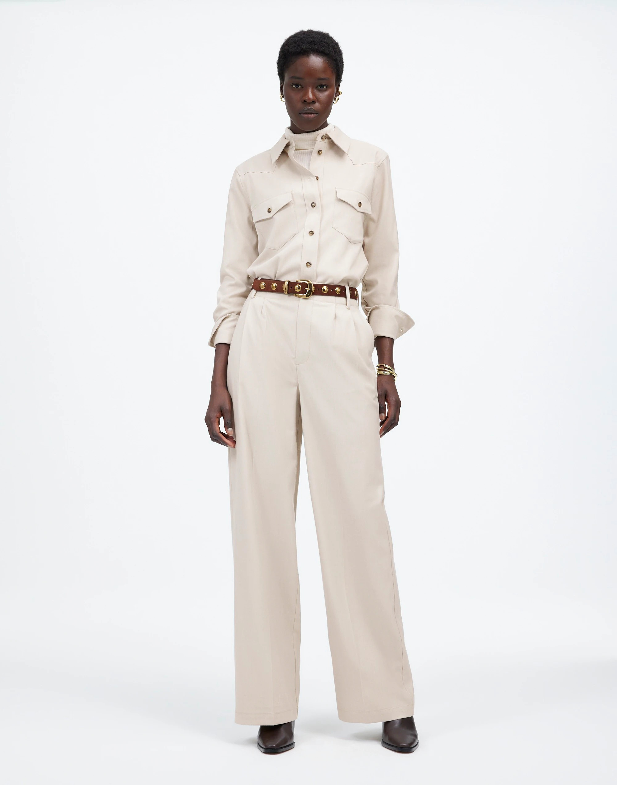 The Harlow Wide-Leg Trouser in Brushed Twill | Madewell
