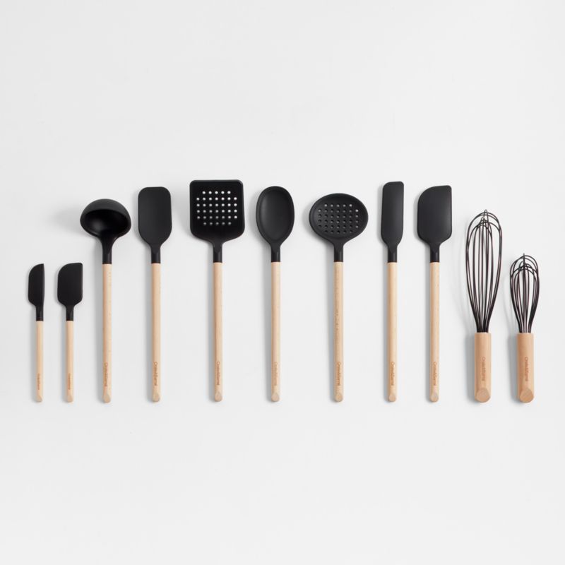 Crate & Barrel Black Silicone and Wood Utensils, Set of 11 + Reviews | Crate & Barrel | Crate & Barrel