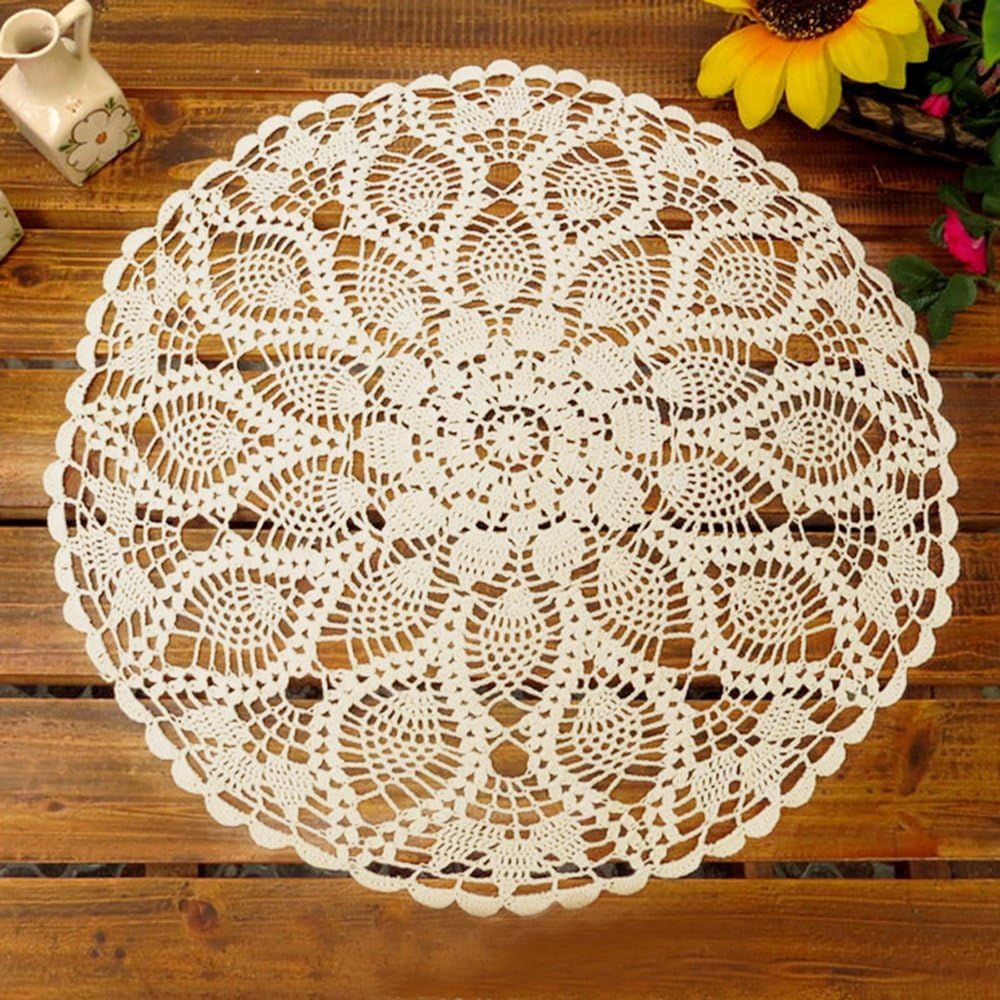 Laivigo New Handmade Crochet Lace Round Table Cloth Doilies Doily,24 Inch,White | Amazon (US)