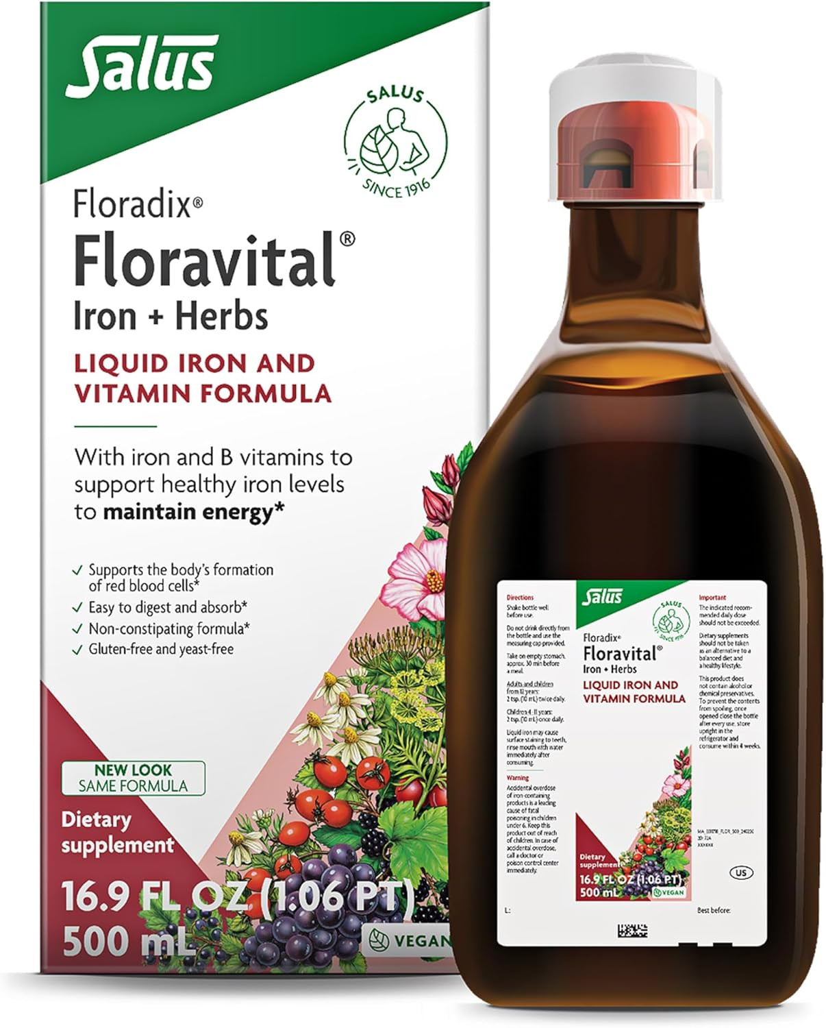 Floradix Salus Floravital Iron + Herbs Liquid Herbal Supplement, 17 Fluid Ounce (Pack of 1) | Amazon (US)