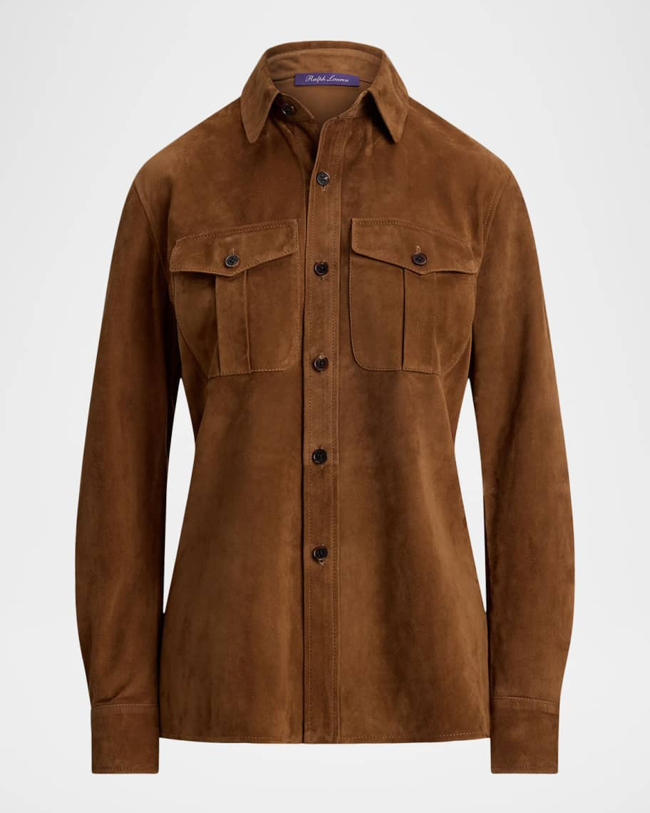 Landry Lightweight Suede Overshirt | Neiman Marcus