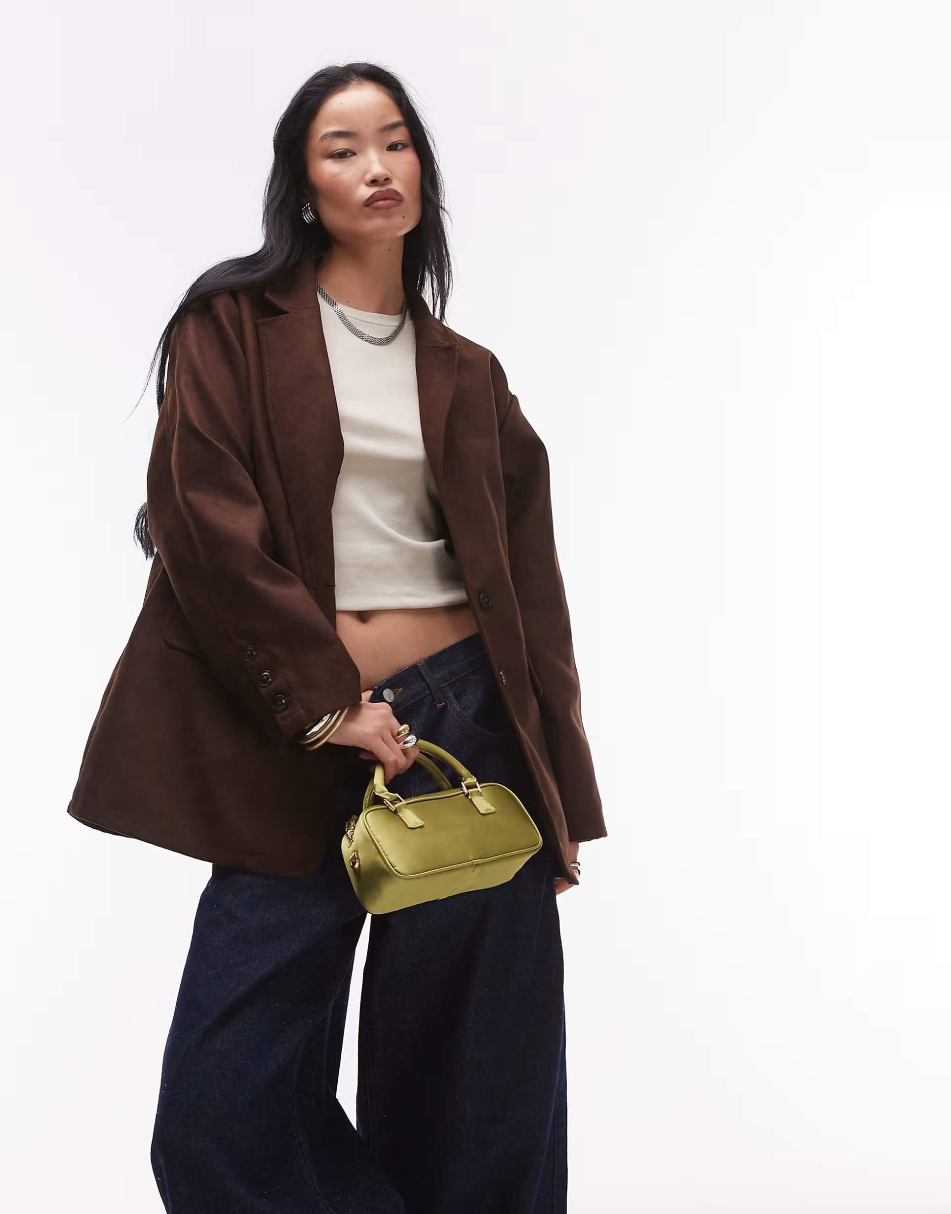 Topshop faux suede oversized blazer in chocolate brown | ASOS (Global)