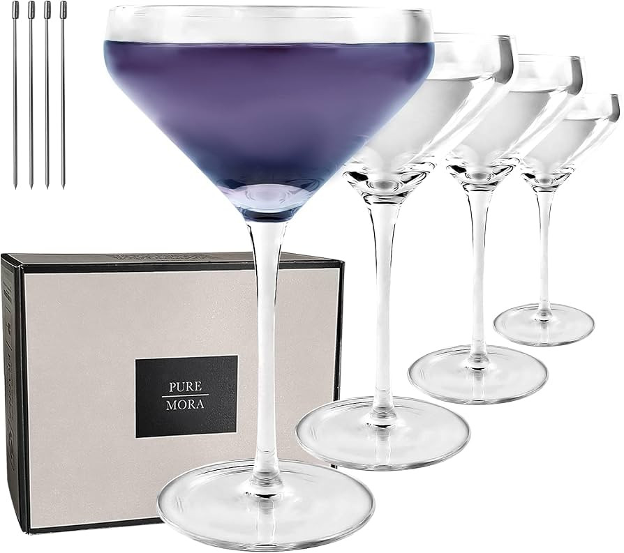 The Remy Coupe - Set of 4, 8oz Handblown Premium Crystal Martini Glasses for Cocktail, Gin & Toni... | Amazon (US)